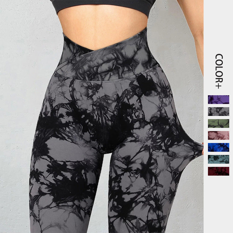 Seamless Tie-Dye Yoga Pants - Push-Up Fitness Leggings