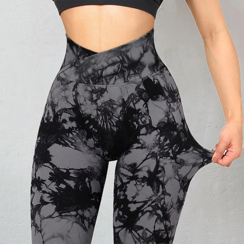 Seamless Tie-Dye Yoga Pants - Push-Up Fitness Leggings