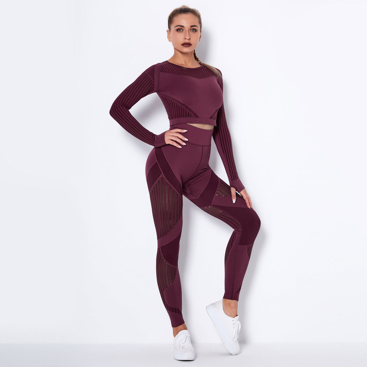 Seamless Knitted Yoga Suit - Long-Sleeved & Absorbent