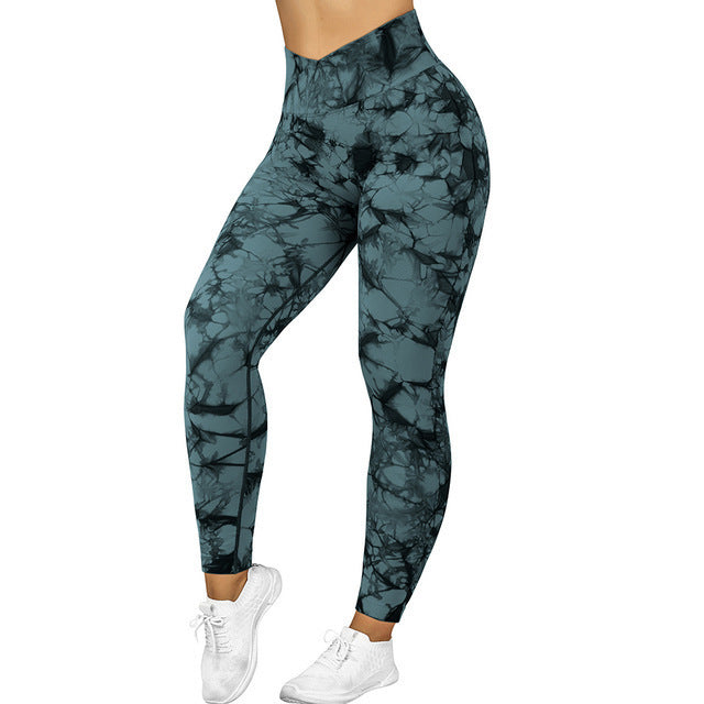 Seamless Tie-Dye Yoga Pants - Push-Up Fitness Leggings