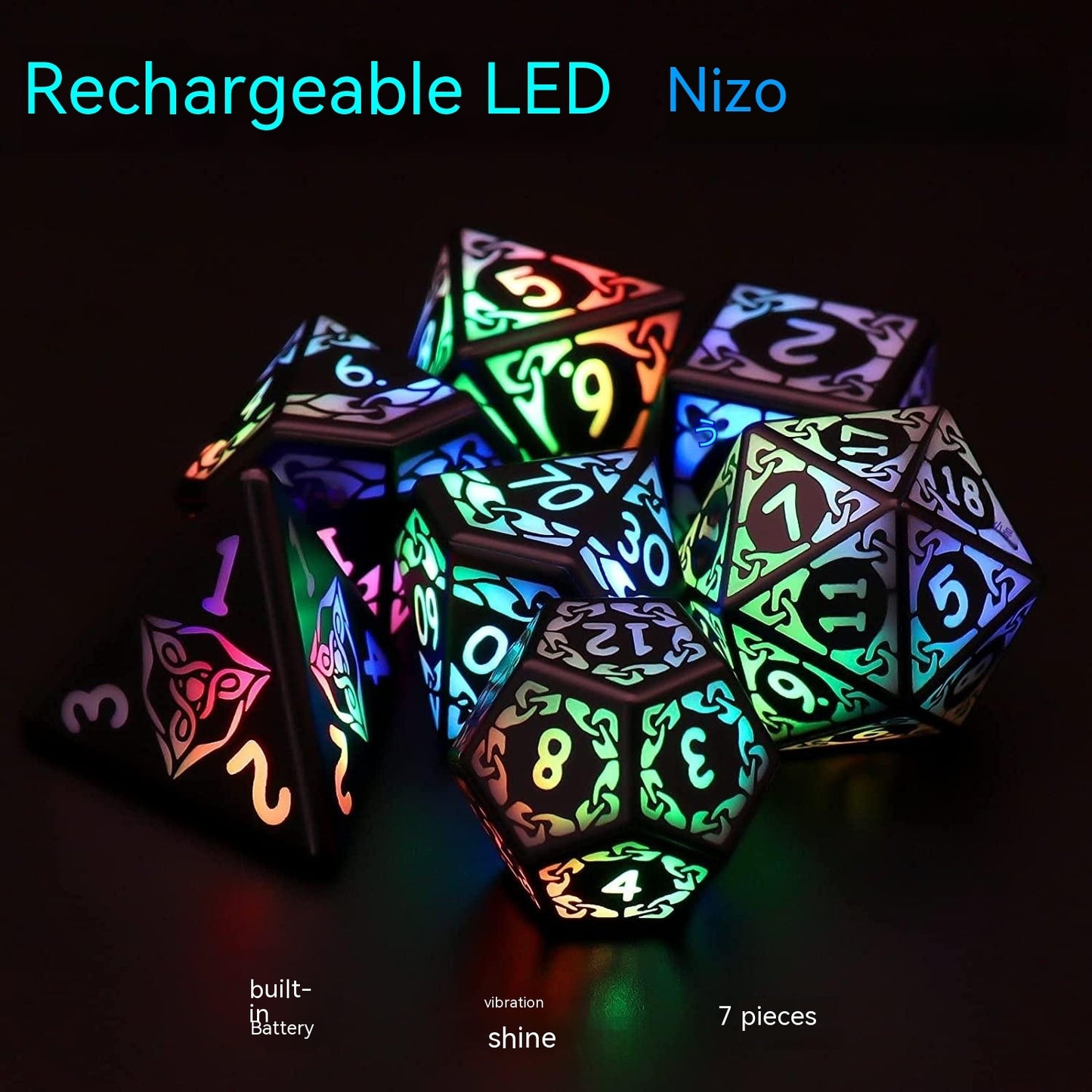 Rechargeable LED Electronic Luminescent Dice