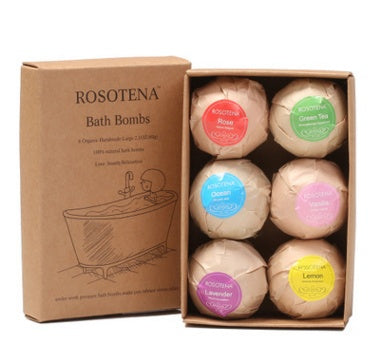 6 pcs Organic Bath Bombs - Mint Lavender Rose