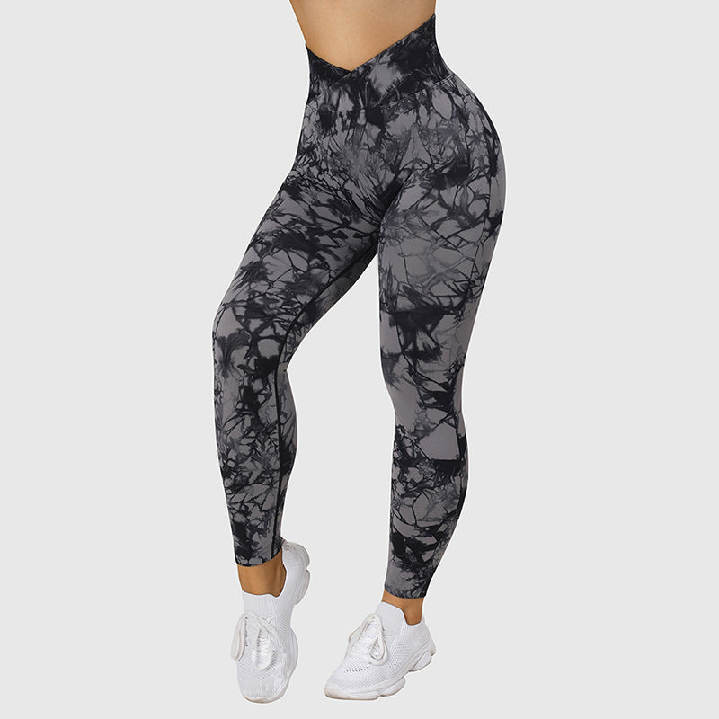 Seamless Tie-Dye Yoga Pants - Push-Up Fitness Leggings