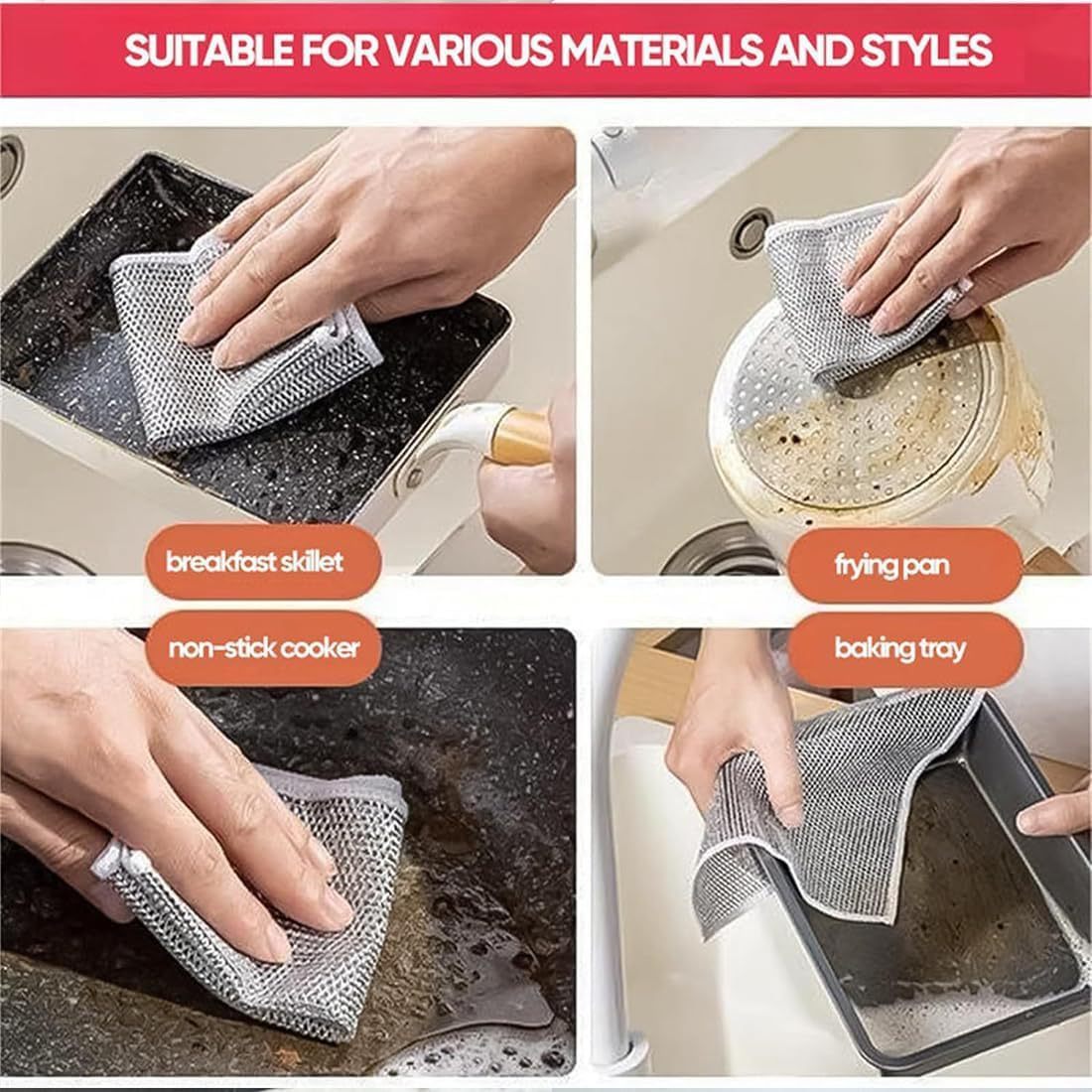 Multifunctional Non-Scratch Wire Dishcloth Kitchen Cleaning Set