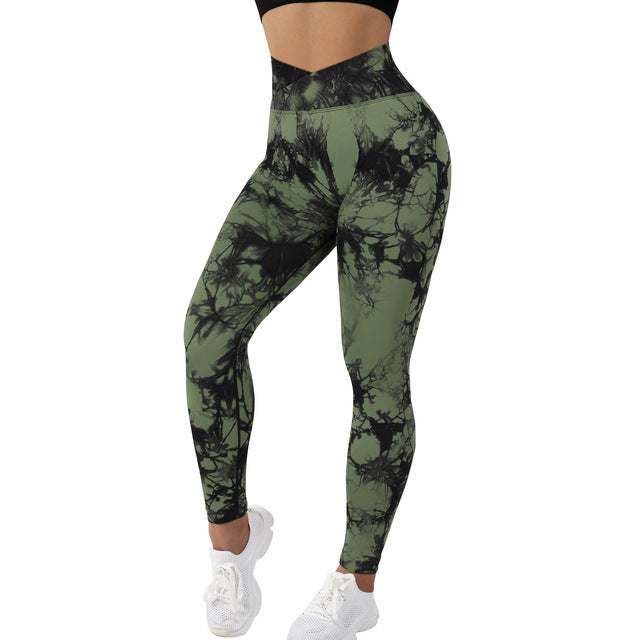 Seamless Tie-Dye Yoga Pants - Push-Up Fitness Leggings