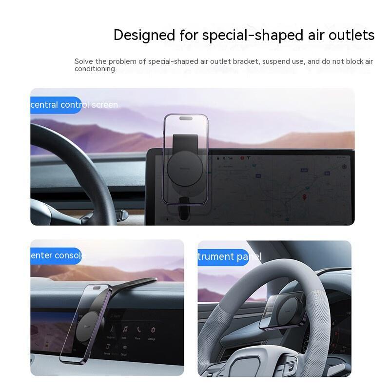 Magnetic Bendable Car Phone Holder - Wireless Charger, 15W