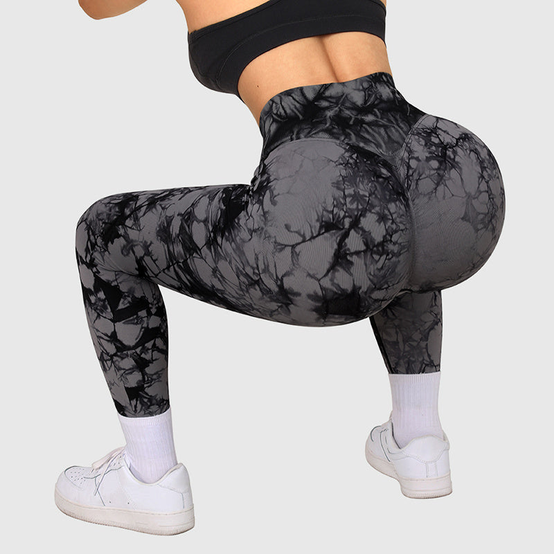 Seamless Tie-Dye Yoga Pants - Push-Up Fitness Leggings