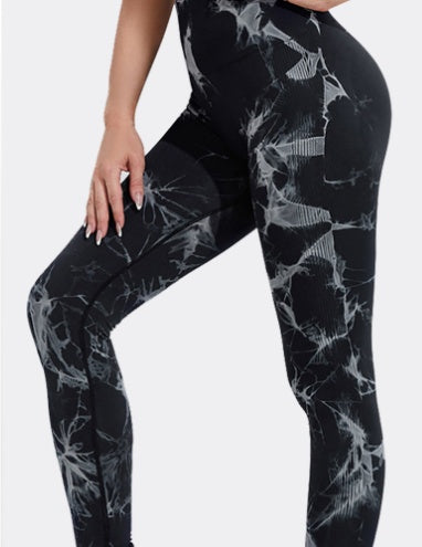 Seamless Tie-Dye Yoga Pants - Push-Up Fitness Leggings