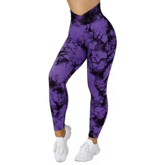 Seamless Tie-Dye Yoga Pants - Push-Up Fitness Leggings